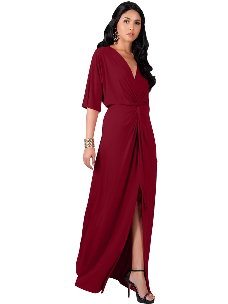 KOH KOH Long Sexy V-Neck Short Sleeve Slit Flowy Cocktail Evening Bridesmaid Wedding Guest Party Summer Tall Dressy Maxi Dress Gown For Women Crimson Dark Red X-Large US 14-16 NT290 - Walmart.com KOH KOH Long Sexy V-Neck Short Sleeve Slit Flowy Cocktail Evening Bridesmaid Wedding Guest Party Summer Tall Dressy Maxi Dress Gown For Women Crimson Dark Red X-Large US 14-16 NT290 - Walmart.com