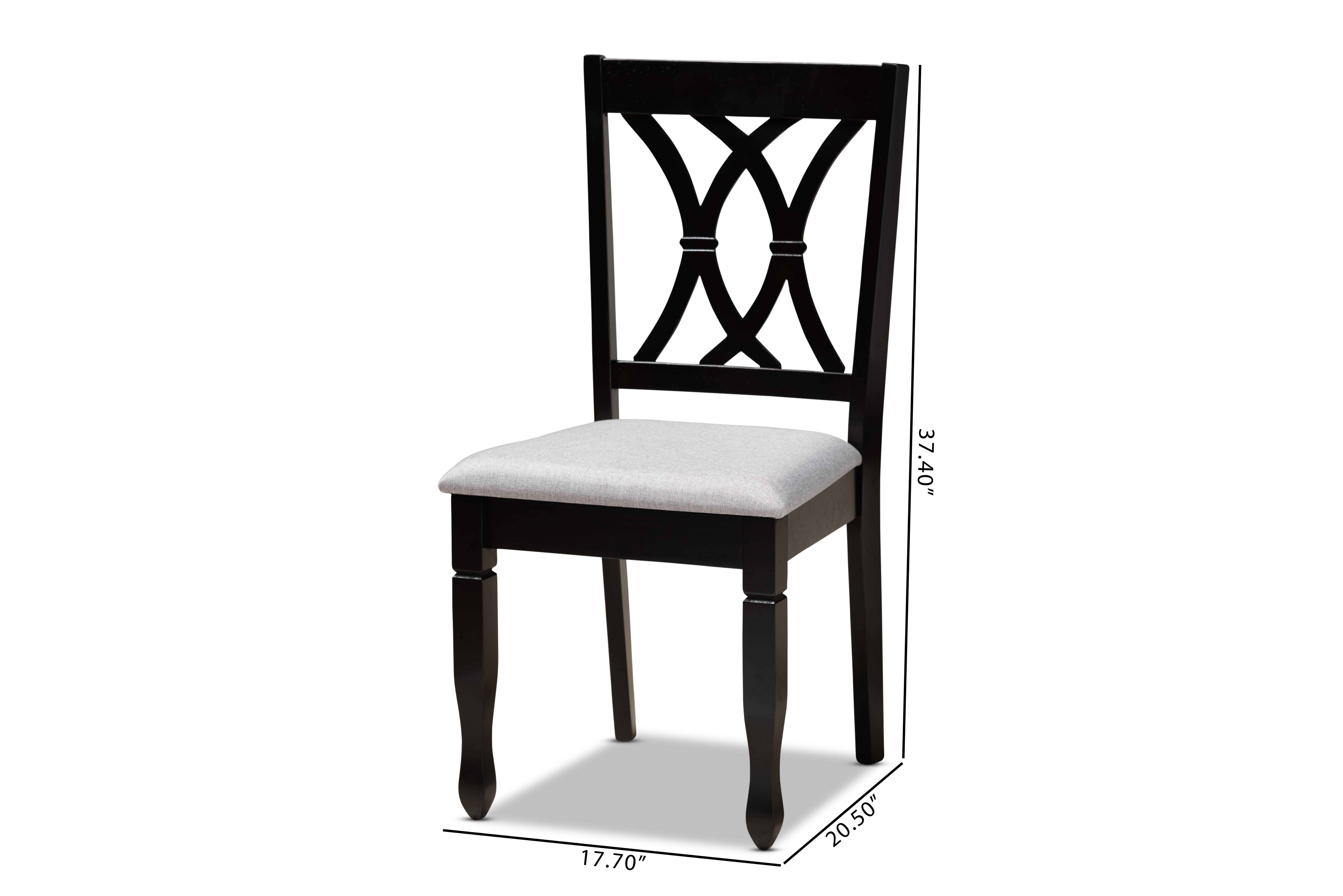 Baxton Studio Reneau Modern and Contemporary Grey Fabric Upholstered Espresso Brown Finished Wood 2-Piece Dining Chair Set Set