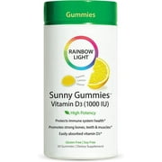 Sunny Gummies Vitamin D3 1000 IU | Sour Lemon Flavor | 50 Gummies | by Rainbow Light