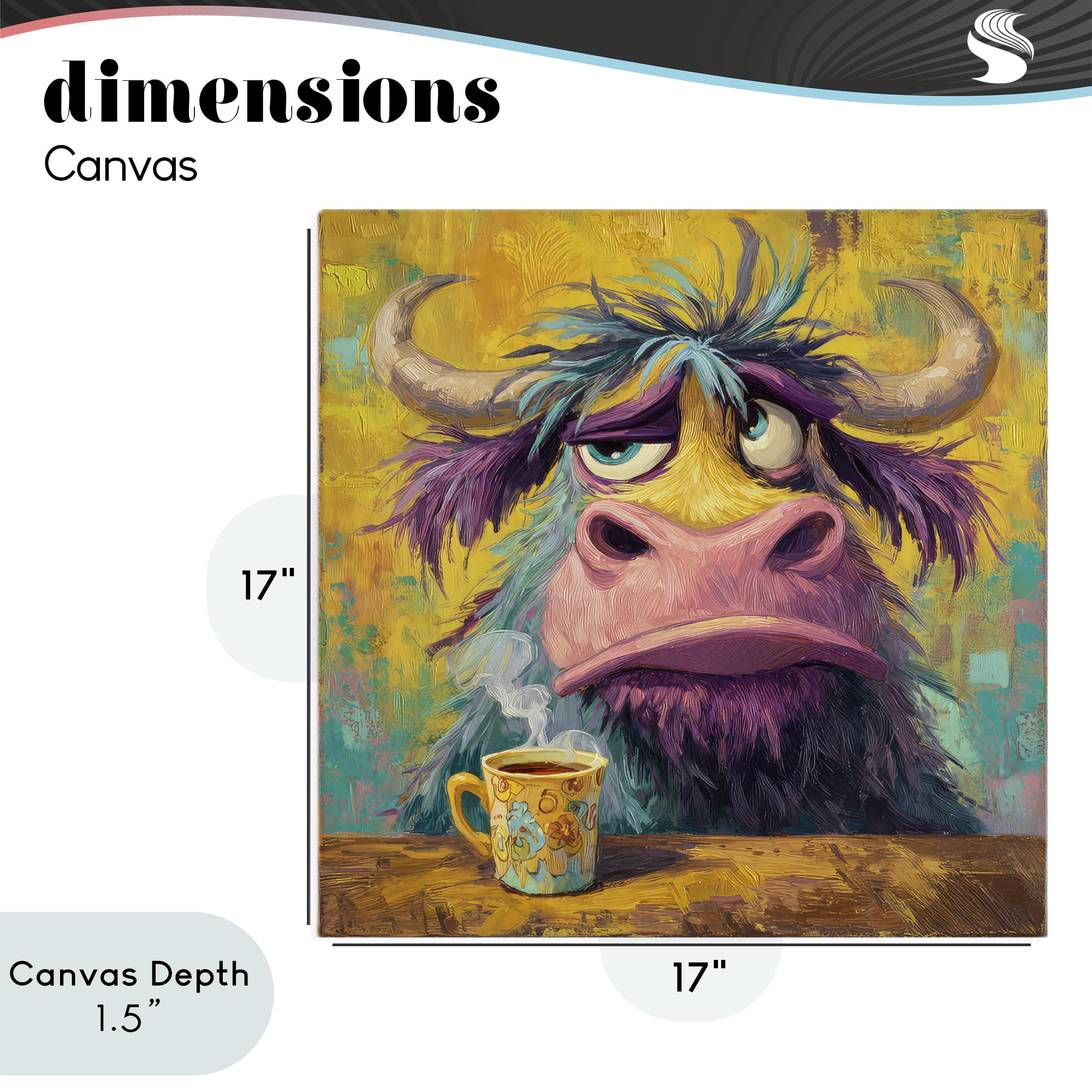 Stupell Industries Grumpy Cow & Mug Canvas Wall Art, design by The Wands Want