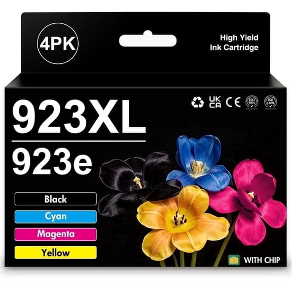 923 923XL 923e Ink Cartridge Compatible for HP 923 923e OfficeJet Pro 8135e 8138e 8139e 8130 8120 8122e OfficeJet 8124e 8125e 8132e 8134e Printer Black Cyan Magenta Yellow (4-Pack)