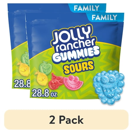 (2 pack) Jolly Rancher Gummies Sours Assorted Fruit Flavored Candy, Family Pack 28.8 oz
