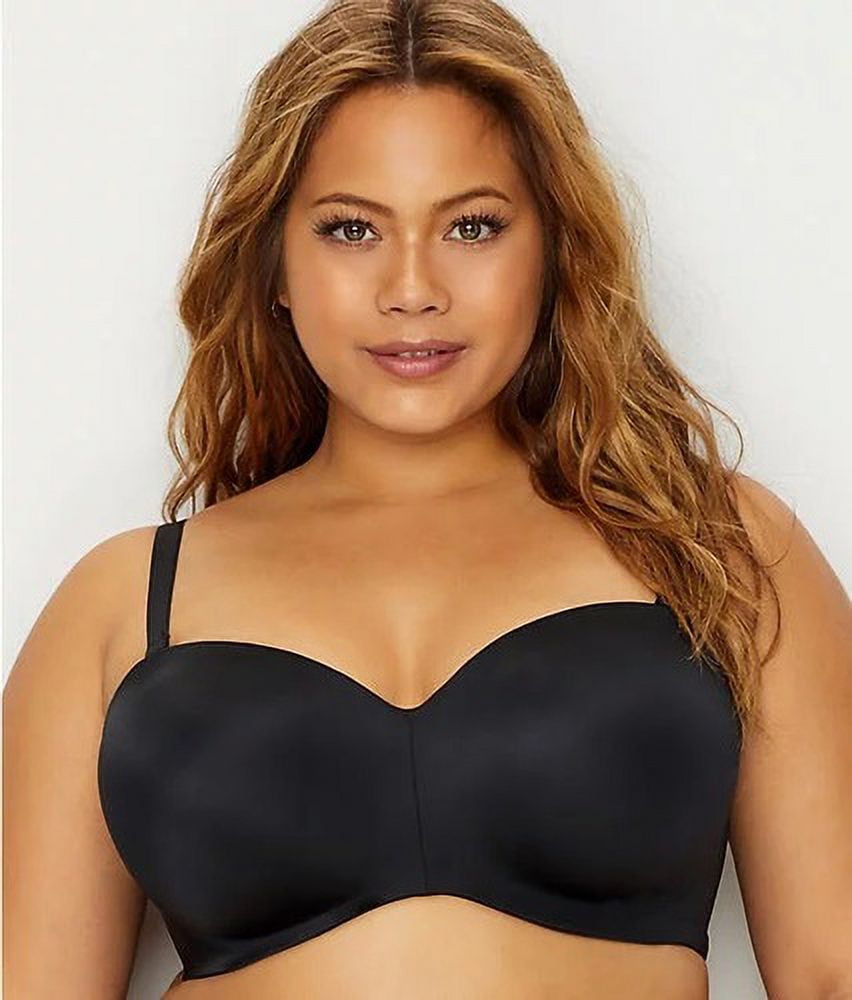 Curvy Couture Smooth Strapless Multi-Way Bra in Black Hue - Busted
