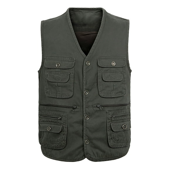 Ikevan Men'S Outdoor Vest Leisure Jacket Lightweight Vest with Zip Many Pockets Black 14(XXXL)