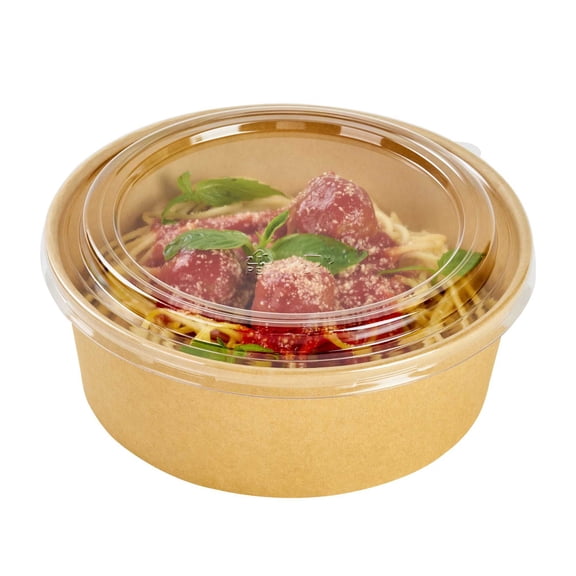 Bio Tek Take Out Container Round Clear Plastic Lid - Fits 44 oz - 50 count box