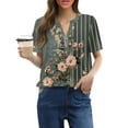 thumbnail image 2 of NAMTYQX Summer Tops for Women 2025 Short Sleeve Hip Patterned Short Sleeve Blouses for Women Navy Size M, 2 of 4