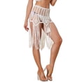 thumbnail image 4 of Bañador sexy de verano de ganchillo para mujer INSPIRE CHIC con falda de cobertura con flecos XS Blanca, 4 of 5