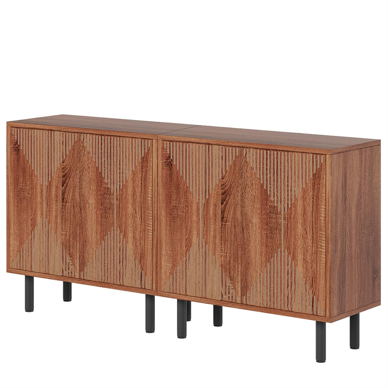Demi Bonn 59" Sideboard Buffet Storage Cabinet, Modern Credenza Accent Cabinet with Doors, Console Coffee Bar for Kitchen Entryway Living Dining Room, Brown