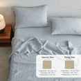 thumbnail image 6 of Simple&Opulence 100% Linen Sheets with Stripe Queen Size, 4 Pieces Breathable European Flax Pure Washed Bed Sheet Set with 14" Fitted Sheet, 1 Flat Sheet,2 Pillowcases(Vertical Stripes Blue), 6 of 6