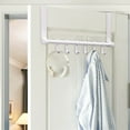 thumbnail image 4 of Portable Door Towel Hanger,QZS Durable Moving 6-Hook Coat Towel Hanger Rack,1 Pcs Reusable Bathroom Towel Rack Organization,White, 4 of 6
