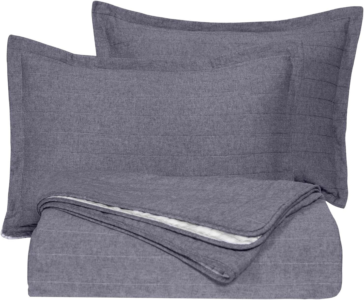 Chezmoi Collection 3Piece Light Denim Cotton Yarn Dyed Chambray