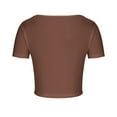thumbnail image 5 of Mittory Women's Trendy Sexy V Neck Short Sleeve Double Lined Slimming T Shirts Crop Tops Tees, 5 of 7