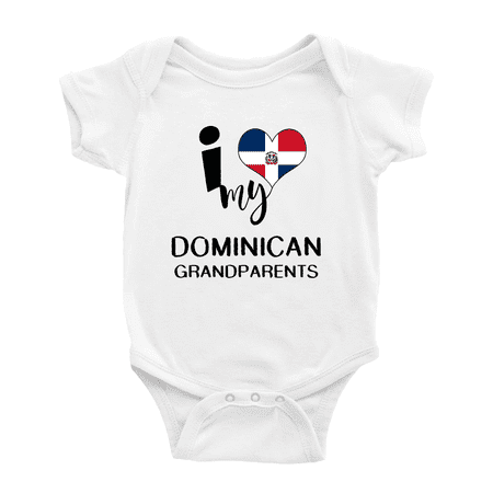 

I Heart My Dominican Grandparents Love Flag Baby Bodysuit (White 6-12 Months)