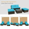 thumbnail image 4 of Gymax Ensemble de Mobilier de Patio Extérieur 5 Pcs avec Table à Café, Ottoman, Coussin Turquoise, 4 of 10