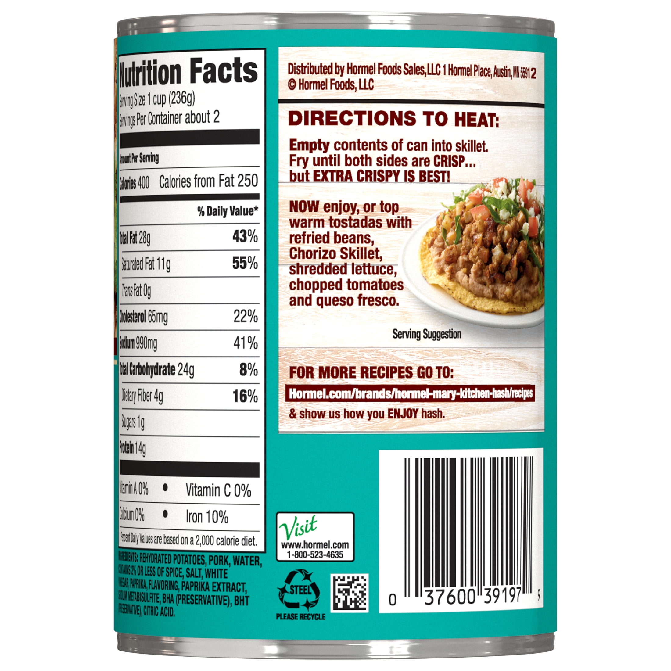 (12 pack) HORMEL MARY KITCHEN Chorizo Skillet, 14 oz Can
