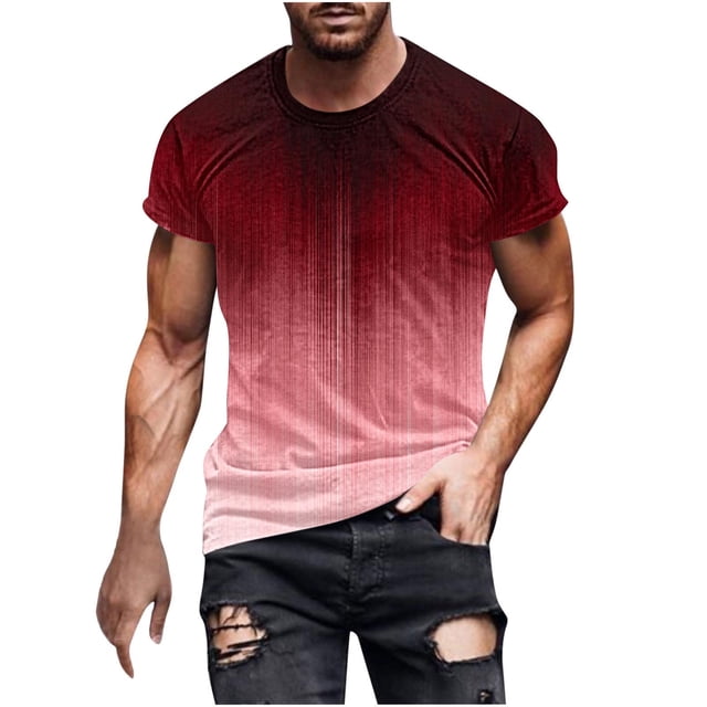 Camisetas de Manga Larga para Hombres Imprimir Camiseta de Cuello Redondo, Top de Manga Corta Casual para la Primavera Y el Verano