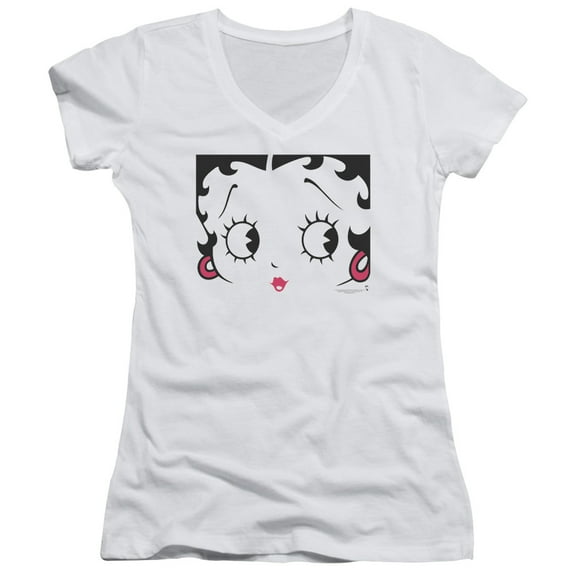 Betty Boop Close Up Junior Women's T-Shirt V-Neck White