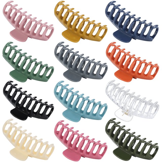 Paquete de 12 pinzas para el cabello, pinzas para el cabello grandes de 4,3 pulgadas, pasadores elegantes en 12 colores para mujeres