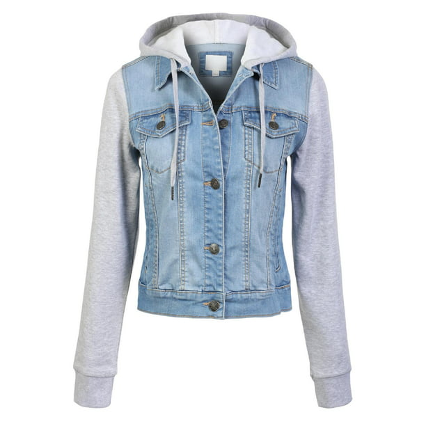 Made by Olivia - Made by Olivia Women's Classic Casual Hooded Denim ...