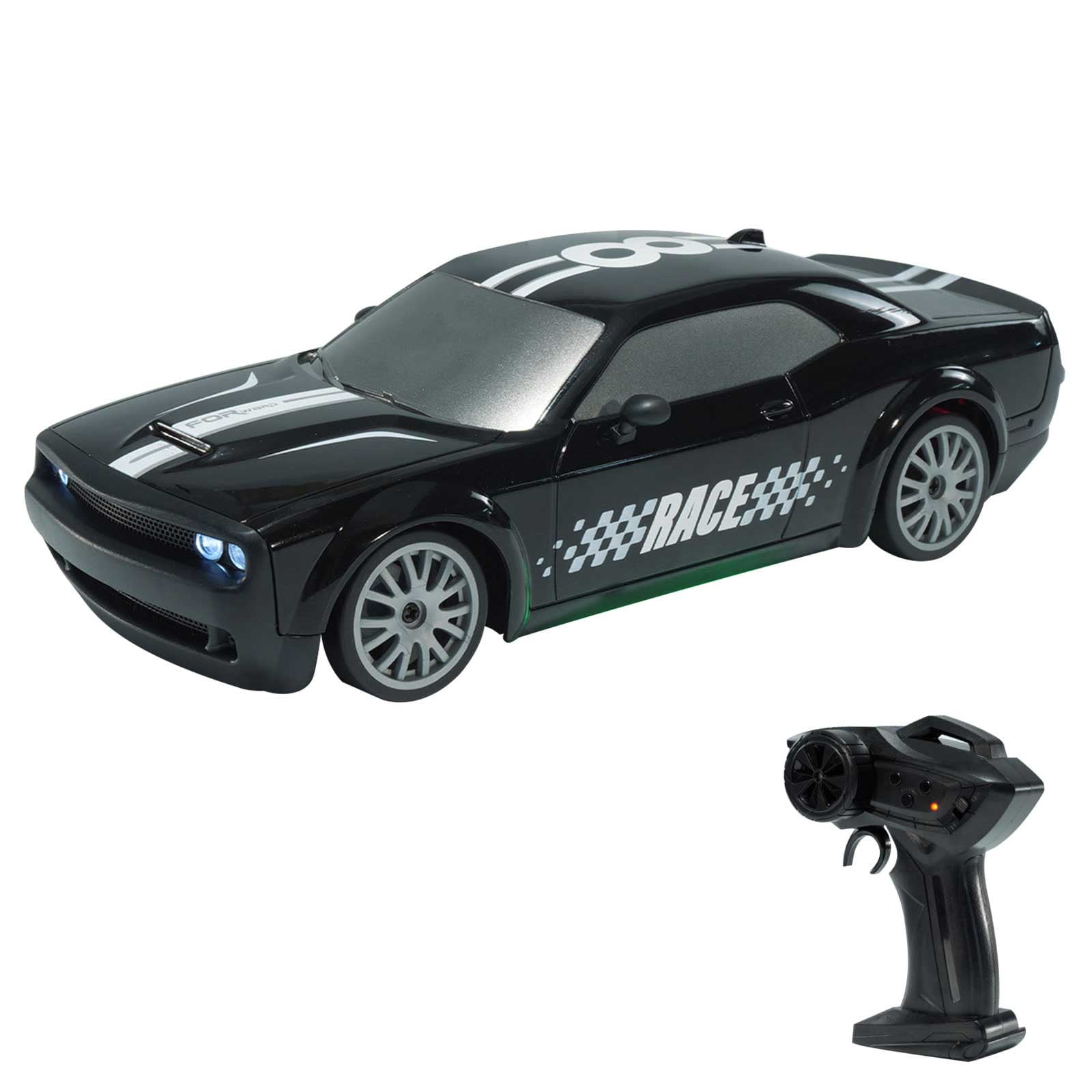 ​1:20 Scale RC Drift Car - 2.4GHz 4WD, 20KM/H High Speed, Rechargeable, LED Lights & Drift Tires (Remote Control Racing Car)​​ C