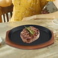 thumbnail image 2 of 1 Set Steak Plate Iron Grill Fish Plate with Wooden Tray for Home Restaurant, 2 of 5