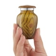 thumbnail image 3 of Small Cremation Urn for Human Ashes, Teak Wood Grain Keepsake Urn with Velvet Case, 3 of 7