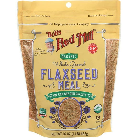 Bobs Red Mill Organic Whole Ground Flaxseed Meal, 16 Ounce -- 4 per Case.