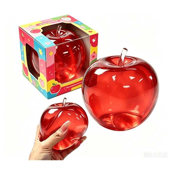 Clear Red Apple Squishy, Slow Rebound Clear Fruit Shaped Stress Ball, Soft Squeeze Pinch Sensory Fidget Toy for Anxiety Relief & Stress Relaxation, Party Favor Gift for Kids & Adults