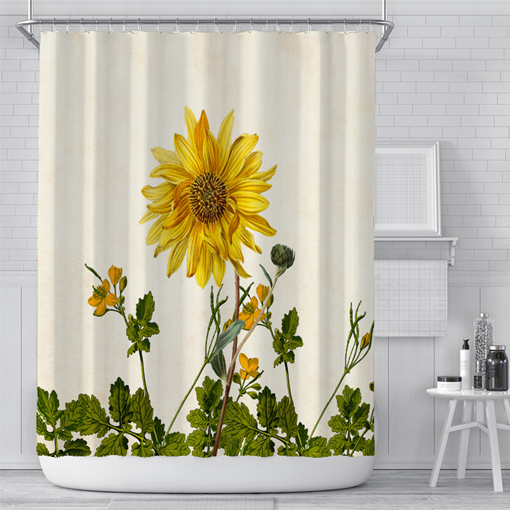 Sunflower Shower Curtain, Sunflowers with Watercolor Painting Effect