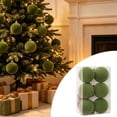thumbnail image 5 of Rysoverian 6 Pack Flocked Christmas Ball Ornaments, Green Velvet Foam Baubles for Tree Wreath Holiday Decoration, 5 of 7
