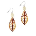 thumbnail image 2 of Delight Jewelry Acrylic Large Leaf Orange Brown Goldtone Leaf French Earrings, 2 of 4