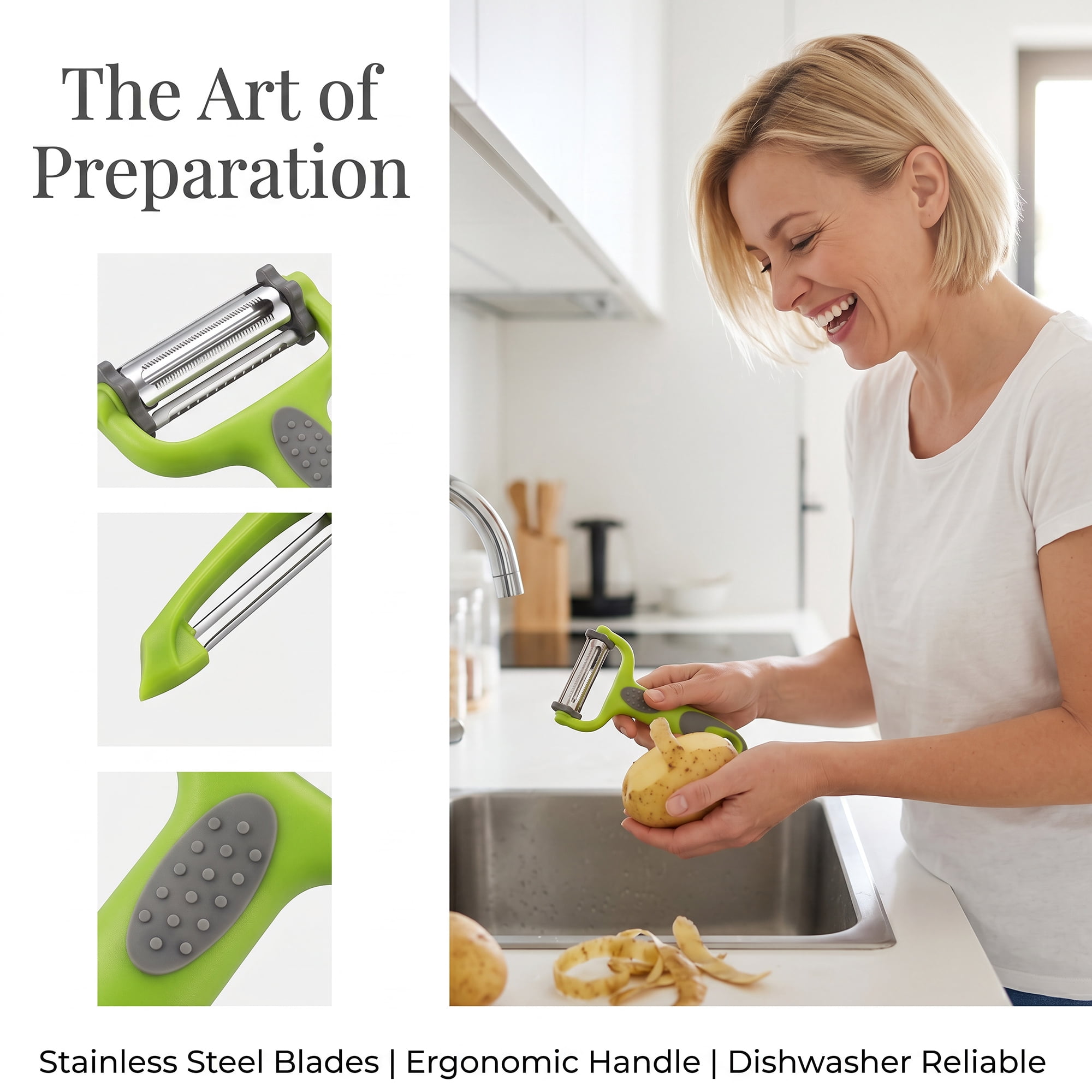 Unique Bargains Vegetable Peeler with Protective Cover and Ergonomic Handle Green 3Pcs