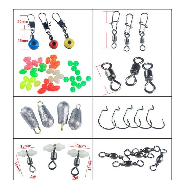 Homeholiday 177 Pcs Fishhook Swivel Weights Connector Beads Sinker Lure Box Carp Kit Fishing Accessories Set Tackle