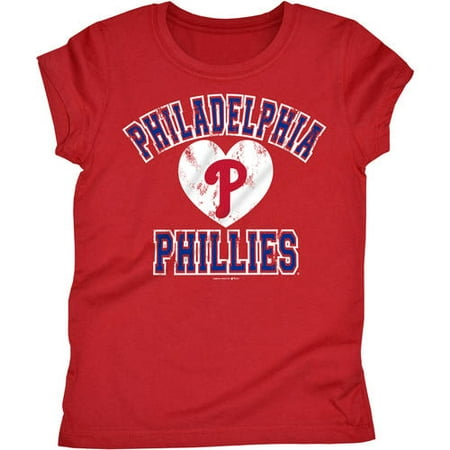 - MLB Philadelphia Phillies Girls Short Sleeve Team Color Graphic Tee
