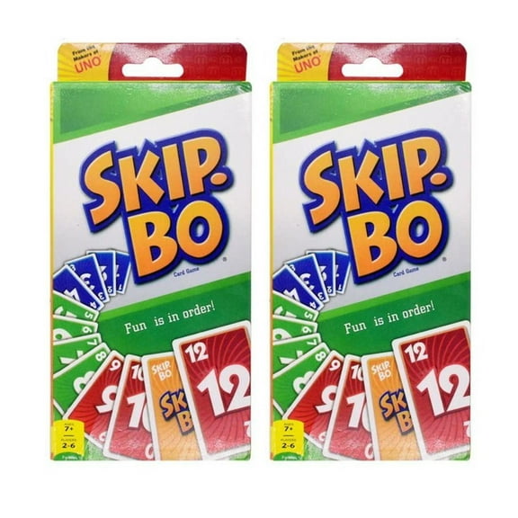 Mattel Skip-Bo Card Game - Strategy - 2 to 6 Players | Bundle of 2