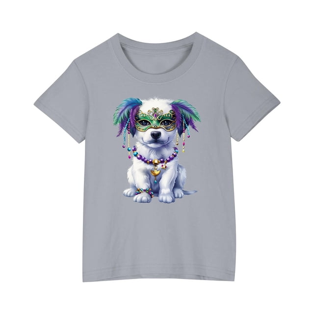 RXIRUCGD 2025 Vêtements d'Été pour Enfants T-shirt Imprimé Mode Mignon Col Rond Manches Courtes