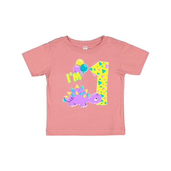 Inktastic Happy Dinosaur First Birthday-purple Boys or Girls Baby T-Shirt