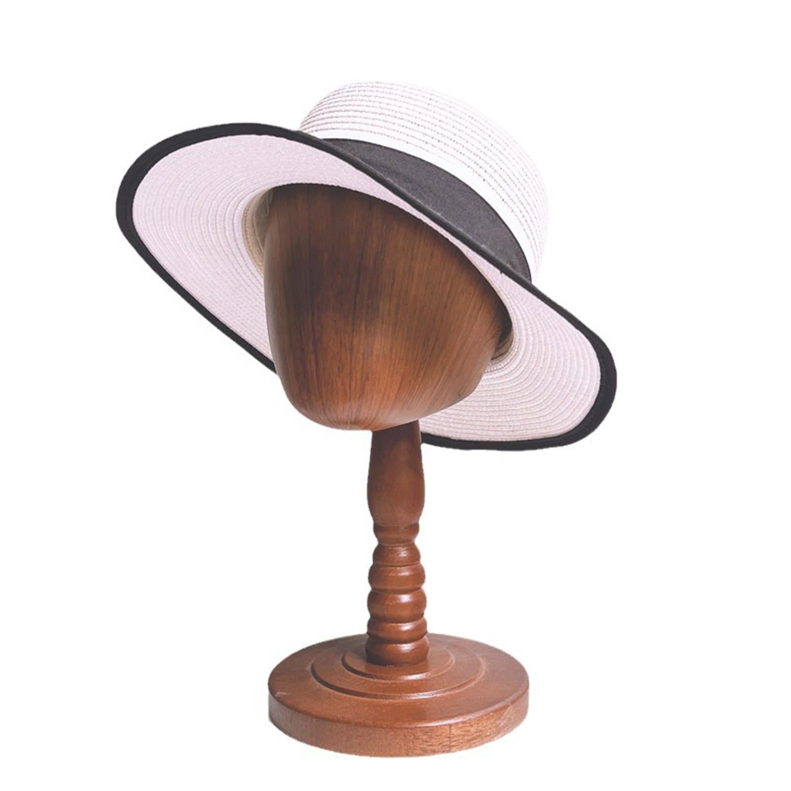 Wooden Mannequin Head Model Hat Hairpieces Display Stand 14inch Tall Stable Base for Professional or Personal Use Lightweight