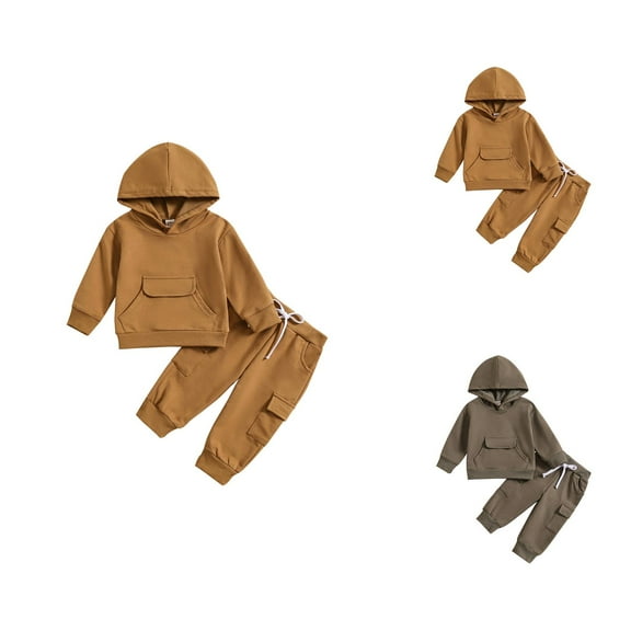 Basic Hoodie and Sweatpants 2 Piece Set for Little Boys Girls Fall Winter Casual Cute Plain Track Suit