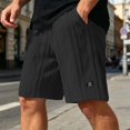 thumbnail image 3 of Mens Shorts Casual Summer Elastic Waist Textured Straight Leg Loose Fit Lightweight Lounge Shorts with Pockets, 3 of 5