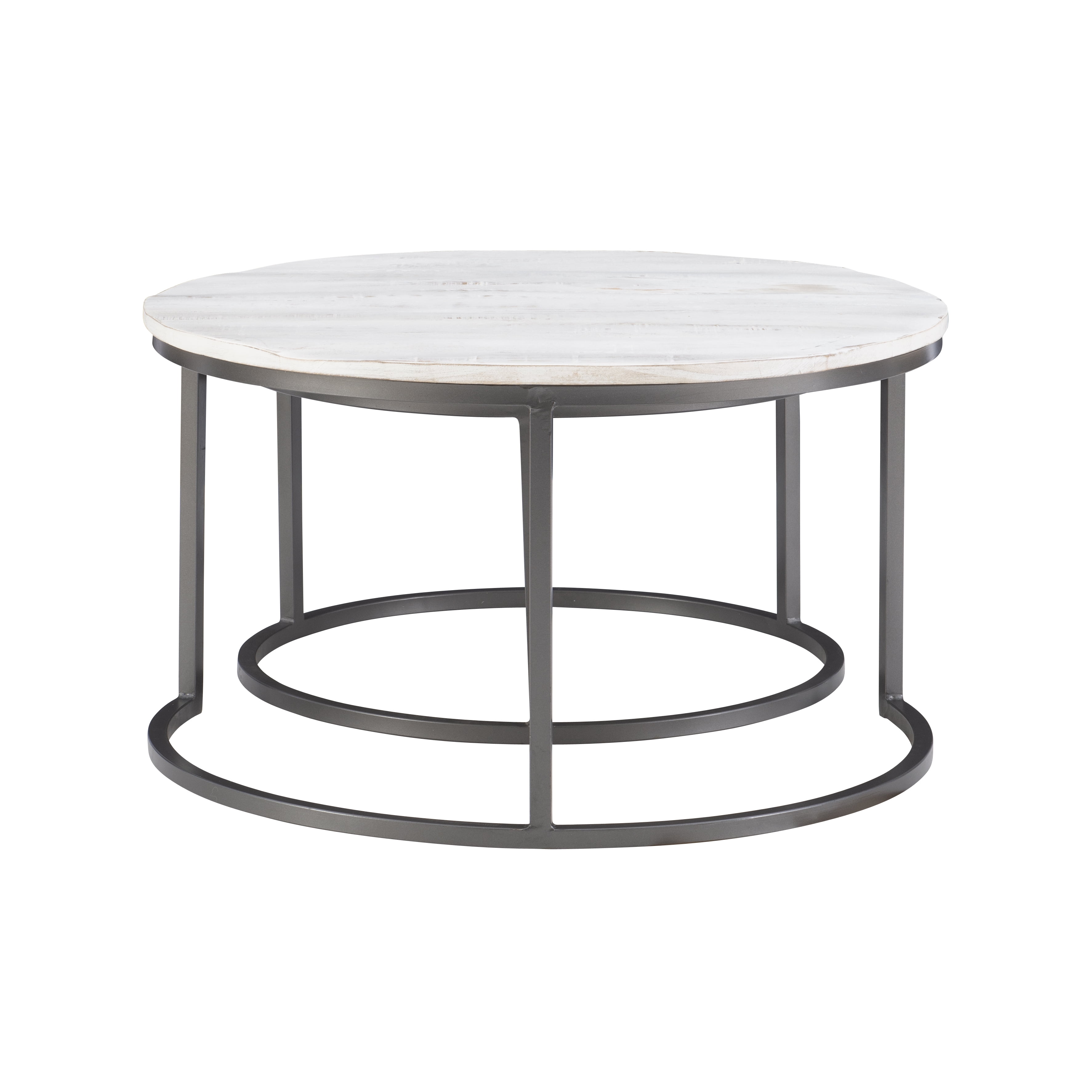 Darden Bohemian Nesting Coffee Tables, Set of 2, Dark Gray Base with White Wood Top