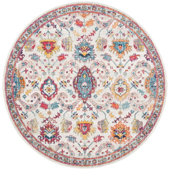 SAFAVIEH Evoke Lagrange Oriental Area Rug, Cream/Orange, 6'7" x 6'7" Round