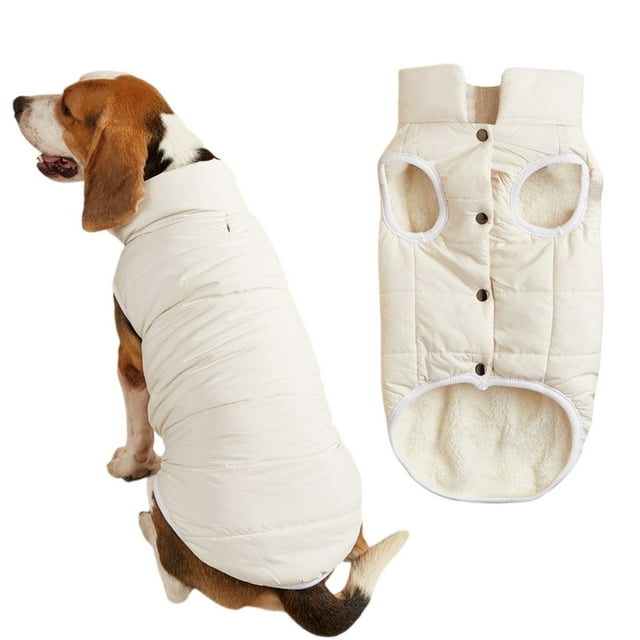 Winter Dog Vest with Button Closure & Warm Fleece Lining, Back Zipper Design for Small and Medium Dogs, Comfortable Cold Weather Protection for Outdoor Walking