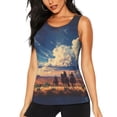 thumbnail image 1 of Balery Western Desert Cloud Cowboy Camiseta sin mangas estampada ligera para mujer, tops de entrenamiento sin mangas, camisetas de yoga transpirables de secado rápido.-Large, 1 of 7