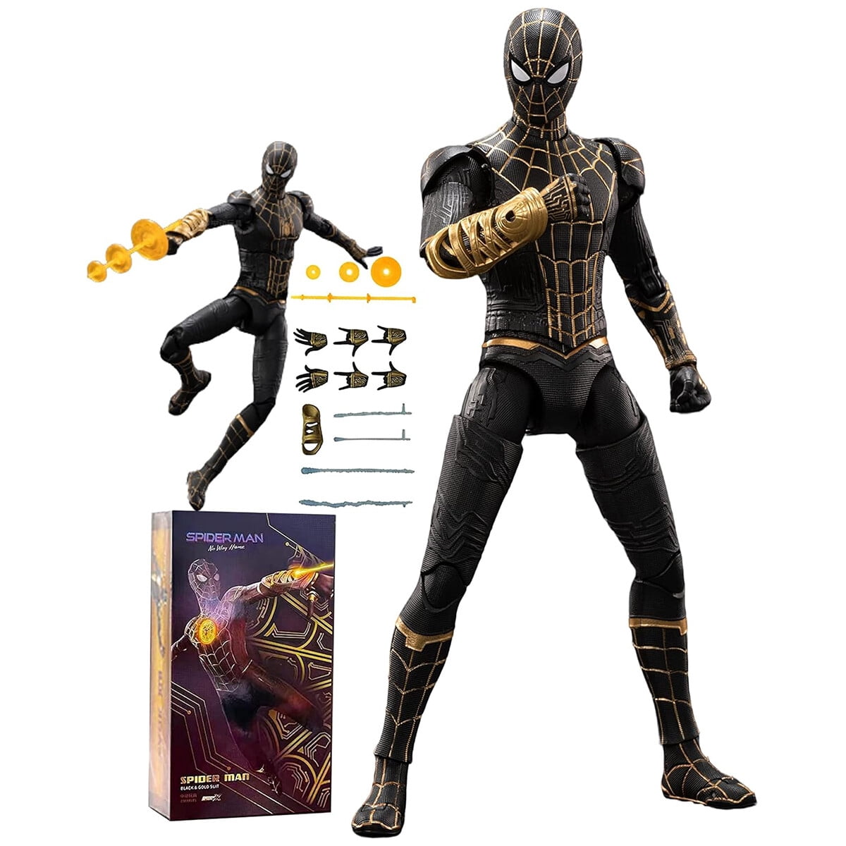 Spider-Charged Black Costume Spider-Man Action Figure - Walmart.com