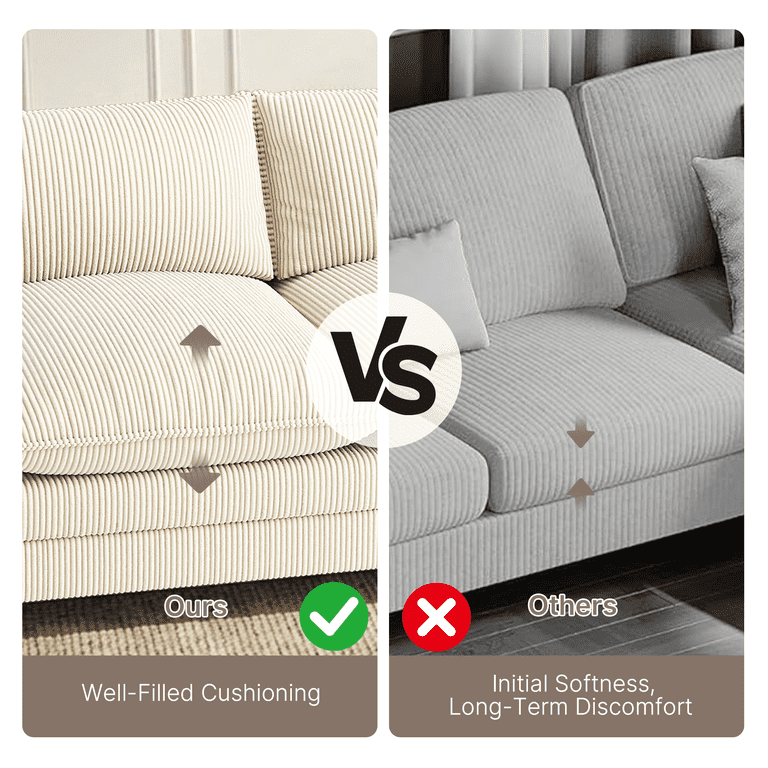 Noelse 70" Cloud Loveseat, Beige Corduroy photo 3