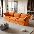 thumbnail image 3 of Sdorens Modular Sectional Sofa Couch,122.82" Velvet 3 Seater Sofa,Minimalist Style Comfy Couch for Living Room Apartment,Orange, 3 of 18