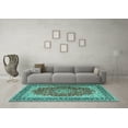 thumbnail image 3 of Ahgly Company Machine Washable Indoor Rectangle Medallion Turquoise Blue Traditional Area Rugs, 6' x 9', 3 of 4