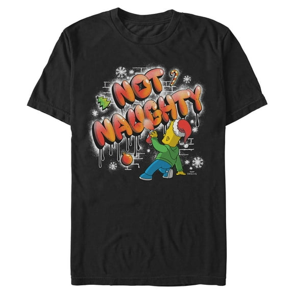 Mens The Simpsons Not Naughty Wall Drawing Bart T Shirt