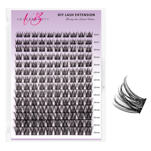 Veyesbeauty LuxeBold Extensiones de pestañas en racimo Autoaplicación en casa